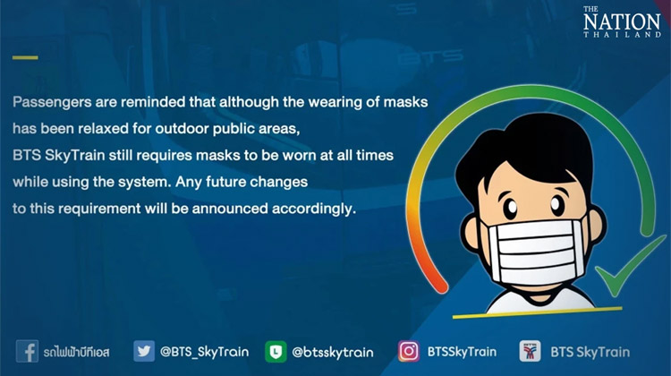 BTS Skytrain-Fahrgäste müssen weiterhin Masken tragen