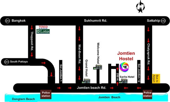 Jomtien Hostel Lageplan