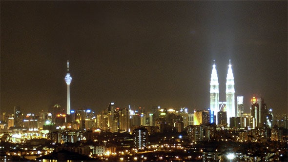 Skyline von Kuala Lumpur bei Nacht