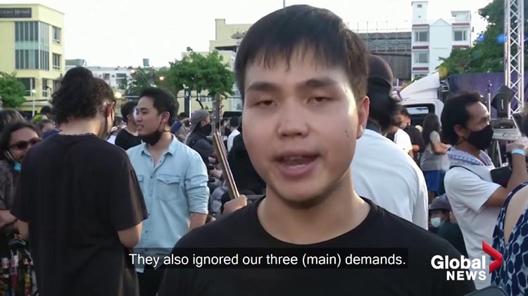 Anführer der prodemokratischen Demonstrantionen in Bangkok | Screenshot Global News