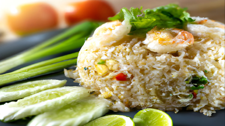 Gung Rampan Fried Rice - Gebratener Reis nach thailändischer Art mit Shrimps und Gemüse