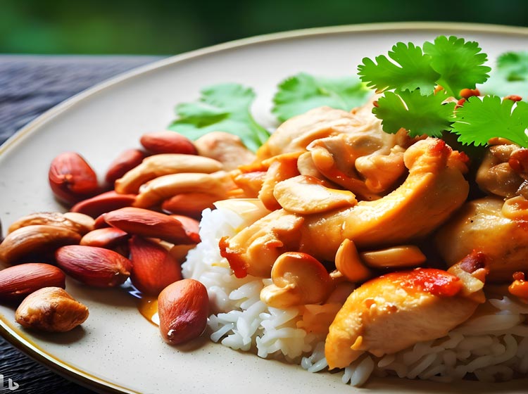 Kai Med Ma Muang - Huhn mit Cashewnüssen, ein beliebtes thailändisches Wokgericht