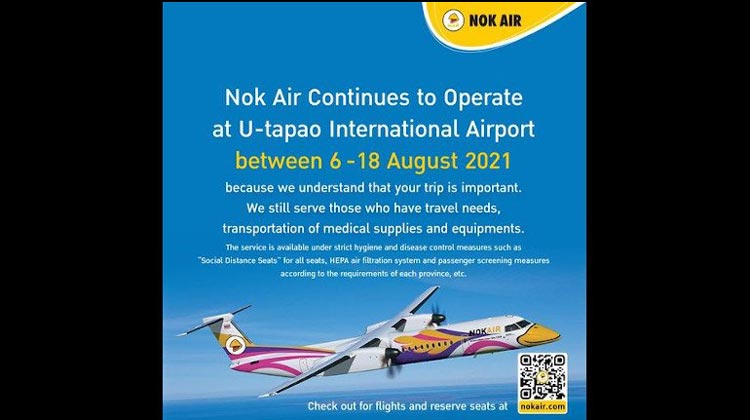 Nok Air setzt Flüge von Phuket nach U-Tapao in der Provinz Chonburi fort