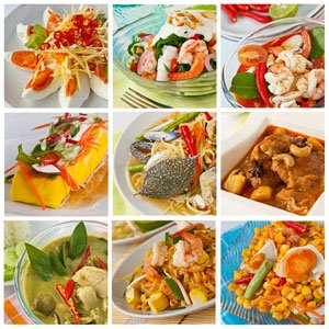 Verschiedene Thai Gerichte