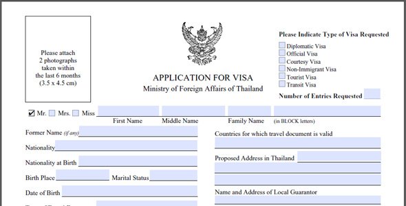 Antrag für ein thailändisches Visum